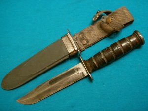 VINTAGE CAMILLUS NY USN MARK 2 MK2 NAVY FIGHTING BOWIE KNIFE KNIVES OLD SHEATH NORD 6581 WW2 WWII