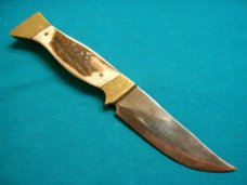 VINTAGE CUSTOM STAG KEMP HUNTING SKINNING FIXED BLADE BOWIE BUSHCRAFT SURVIVAL KNIFE KNIVES SHEATH