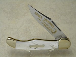Fightn Rooster Germany Pearl 1989 1 of 100 Middle TN Knife Collector's Folding Hunter Knife