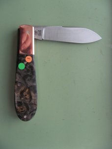DANIELS FAMILY KNIFE BRANDS-TITUSVILLE CUTLERY BUCKEYE BURL OLD MAN NORMAN