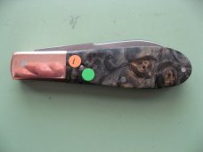 DANIELS FAMILY KNIFE BRANDS-TITUSVILLE CUTLERY BUCKEYE BURL OLD MAN NORMAN