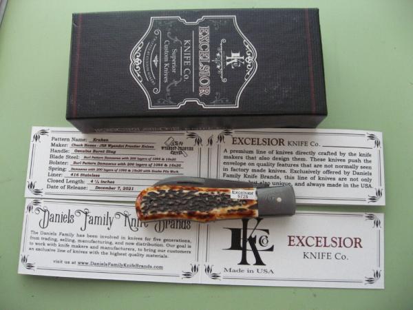 DANIELS FAMILY KNIFE BRANDS-EXCELSIOR KNIFE CO.BURNT STAG KRAKEN DANIELS FAMILY KNIFE BRANDS-EXCELSIOR KNIFE CO.BURNT STAG KRAKEN