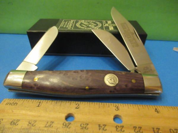 Queen Cutlery Titusville Pa. Birds Eye Maple Stockman Pattern # 49BEM Queen Cutlery Titusville Pa. Birds Eye Maple Stockman Pattern # 49BEM