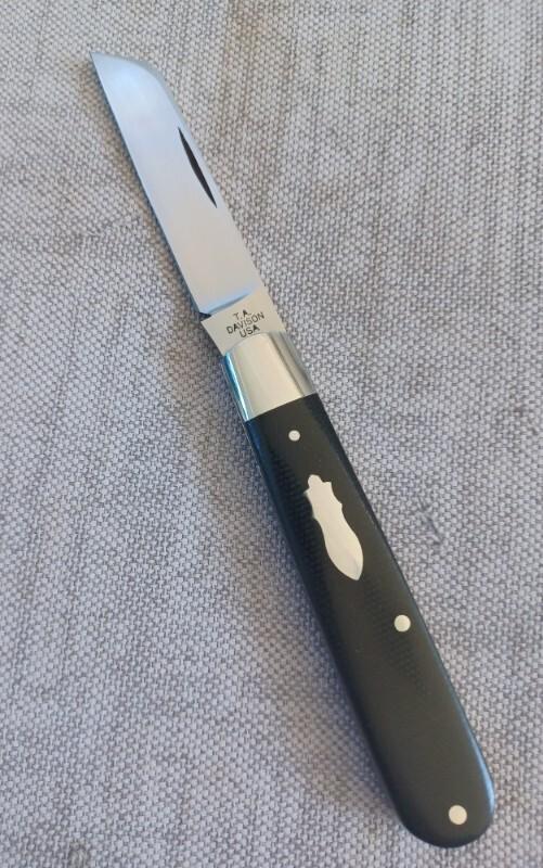 TA Davison Lambsfoot Straight Jack,#2067,4",Black Linen Micarta...jeweled liners .CTS-xhp