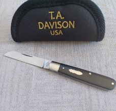 TA Davison Lambsfoot Straight Jack,#2067,4",Black Linen Micarta...jeweled liners .CTS-xhp