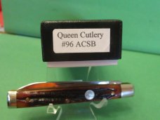 Queen Cutlery Titusville Pa. Amber Carved Stag Bone Doctors Pattern #96 ACSB