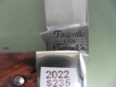 DANIELS FAMILY KNIFE BRANDS-TITUSVILLE CUTLERY-BIG EASY COTTON KNIFE-BURNT ORANGE MAPLE BURL