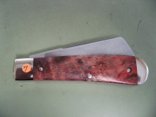 DANIELS FAMILY KNIFE BRANDS-TITUSVILLE CUTLERY-BIG EASY COTTON KNIFE-BURNT ORANGE MAPLE BURL