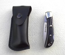 NOS CLASSIC (( FIRST RUN )) ITALIAN AKC AUTO SPEED HUNTER 3 BLADE BRAZILIAN HORN W/ ORIGINAL SHEATH