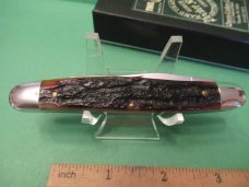 Queen Cutlery Amber Carved Stag Bone Muskrat Model # 66ACSB
