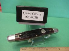 Queen Cutlery Amber Carved Stag Bone Muskrat Model # 66ACSB