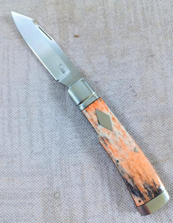K'roo Custom Orange Giraffe Bone Native..4" closed..Rwl34...Smooth as glass scales...coa and slip 
