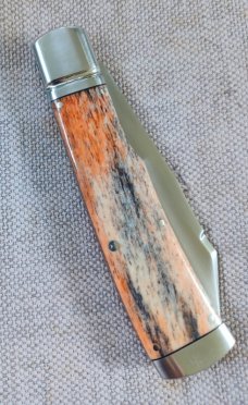 K'roo Custom Orange Giraffe Bone Native..4" closed..Rwl34...Smooth as glass scales...coa and slip 