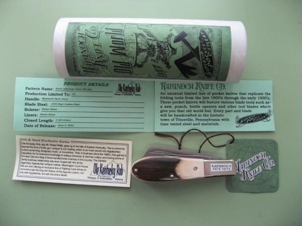 DANIELS FAMILY KNIFE BRANDS-NAPANOCH KNIFE CO.-NORTH AMERICAN GAME WARDEN MAMMOTH IVORY