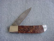 RARE TODD KOPP, Apache Junction, Arizona Custom Made Damascus, File Worked, Folding Hunter Knife