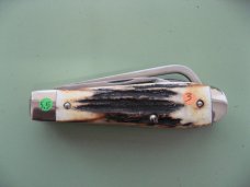 DANIELS FAMILY KNIFE BRANDS-NAPANOCH KNIFE CO.-DIXIE COCK KNIFE BURNT STAG