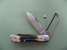DANIELS FAMILY KNIFE BRANDS-NAPANOCH KNIFE CO.-DIXIE COCK KNIFE BURNT STAG