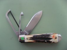 DANIELS FAMILY KNIFE BRANDS-NAPANOCH KNIFE CO.-DIXIE COCK KNIFE BURNT STAG