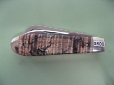 DANIELS FAMILY KNIFE BRANDS-NAPANOCH KNIFE CO.-DIXIE COCK KNIFE LIGHTNING WOOD/BIRDS EYE