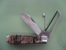 DANIELS FAMILY KNIFE BRANDS-NAPANOCH KNIFE CO.-DIXIE COCK KNIFE LIGHTNING WOOD/BIRDS EYE