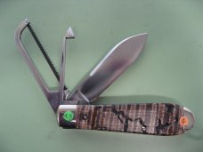 DANIELS FAMILY KNIFE BRANDS-NAPANOCH KNIFE CO.-DIXIE COCK KNIFE LIGHTNING WOOD/BIRDS EYE