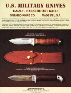 Ontario USA P1 USMC Parachutist, 1995: 8 1/2” overall with a 4 1/8” blade;
