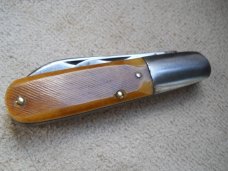 Old Kutmaster Barlow Knife - Saw Cut Bone Handles 