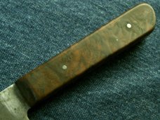 VINTAGE CUSTOM CHEF CHEFS COOKS COOKING KITCHEN BURL WOOD KNIFE KNIVES