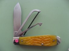 DANIELS FAMILY KNIFE BRANDS-NAPANOCH KNIFE CO.-DIXIE COCK KNIFE-YELLOW JIG BONE PROTO