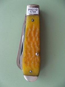 DANIELS FAMILY KNIFE BRANDS-NAPANOCH KNIFE CO.-DIXIE COCK KNIFE-YELLOW JIG BONE PROTO