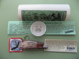 DANIELS FAMILY KNIFE BRANDS-NAPANOCH KNIFE CO-DIXIE COCK KNIFE -GIRAFFE BONE PROTO