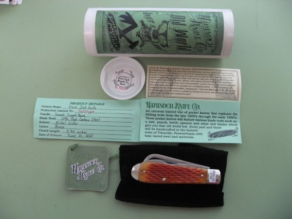 DANIELS FAMILY KNIFE BRANDS-NAPANOCH KNIFE CO.-DIXIE COCK KNIFE-SUNSET JIG BONE PROTO