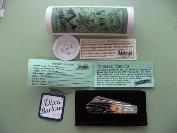 DANIELS FAMILY KNIFE BRANDS-NAPANOCH KNIFE CO.-DIXIE BARLOW KNIFE-BURNT STAG