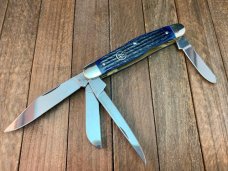 Henckels by Boker 4 Blade Stockman Deep Blue Pin Feather Jigged Bone