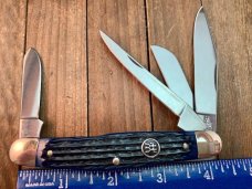 Henckels by Boker 4 Blade Stockman Deep Blue Pin Feather Jigged Bone