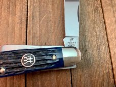 Henckels by Boker 4 Blade Stockman Deep Blue Pin Feather Jigged Bone