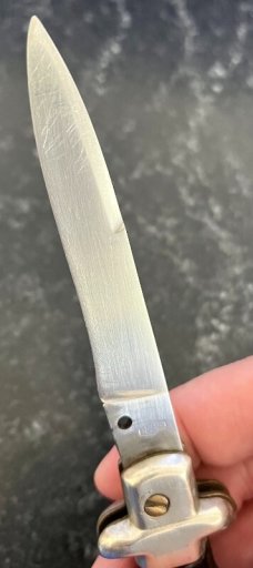 Rare Begon Oval Button, Lockback Stiletto Switchblade Knife, Made In France, Used 