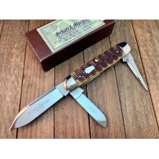 Schatt and Morgan Equal End Cattle Knife Antique Amber Jigged Bone 16th Anniversary Series 2006