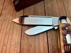 Schatt and Morgan Equal End Cattle Knife Antique Amber Jigged Bone 16th Anniversary Series 2006