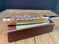 Schatt and Morgan Equal End Cattle Knife Antique Amber Jigged Bone 16th Anniversary Series 2006