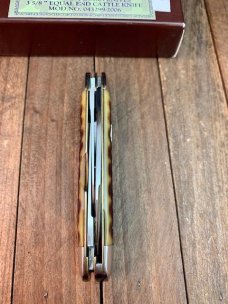 Schatt and Morgan Equal End Cattle Knife Antique Amber Jigged Bone 16th Anniversary Series 2006
