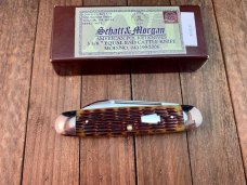 Schatt and Morgan Equal End Cattle Knife Antique Amber Jigged Bone 16th Anniversary Series 2006