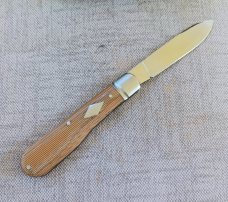 Robbie Ferreira Muslim Micarta Gunstock Spear...N690..4" clsd..fluted bolsters and double shields 