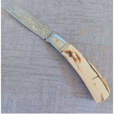 Steve Vanderkolff Mammoth Ivory Native Slipjoint..Damasteel..4"closed..Fluted bolsters..pouch.