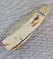 Steve Vanderkolff Mammoth Ivory Native Slipjoint..Damasteel..4"closed..Fluted bolsters..pouch. 