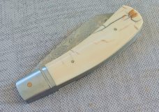 Steve Vanderkolff Mammoth Ivory Native Slipjoint..Damasteel..4"closed..Fluted bolsters..pouch. 
