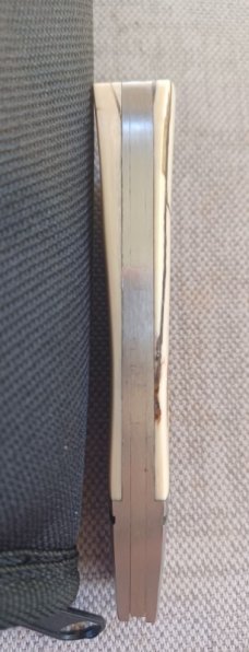 Steve Vanderkolff Mammoth Ivory Native Slipjoint..Damasteel..4"closed..Fluted bolsters..pouch. 