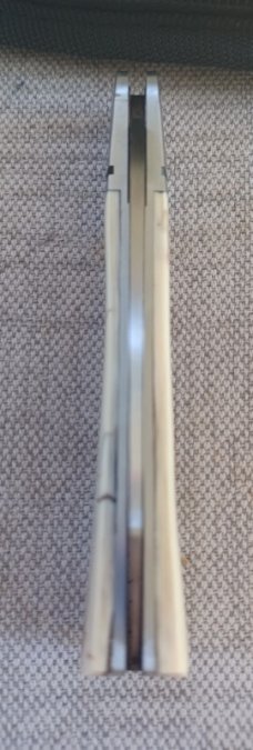 Steve Vanderkolff Mammoth Ivory Native Slipjoint..Damasteel..4"closed..Fluted bolsters..pouch. 