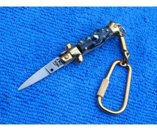 older 24kt Gold  2-3/4" Italian Picklock Stiletto Knife Horn handles