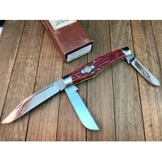Schatt and Morgan Reverse Gunstock Stockman Fire and Wire Series Blood Red Worm Groove Bone